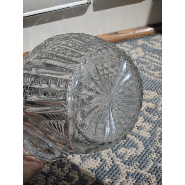 Glass Antique Large Heavy Cut Glass Water Pitcher For Sale - Image 7 of 12