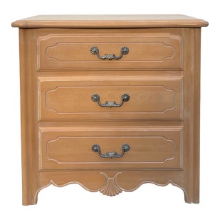 1990s Ethan Allen Country French Birch 3 Drawer Nightstand or Side Table (26-5326 Bisque) For Sale