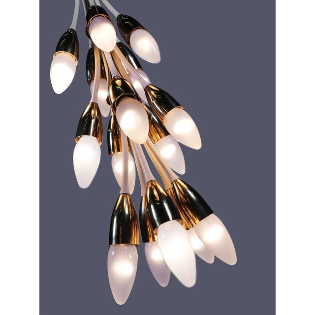 Gold German Brass and Enamel 12-Light Chandelier, 1950s For Sale - Image 8 of 10