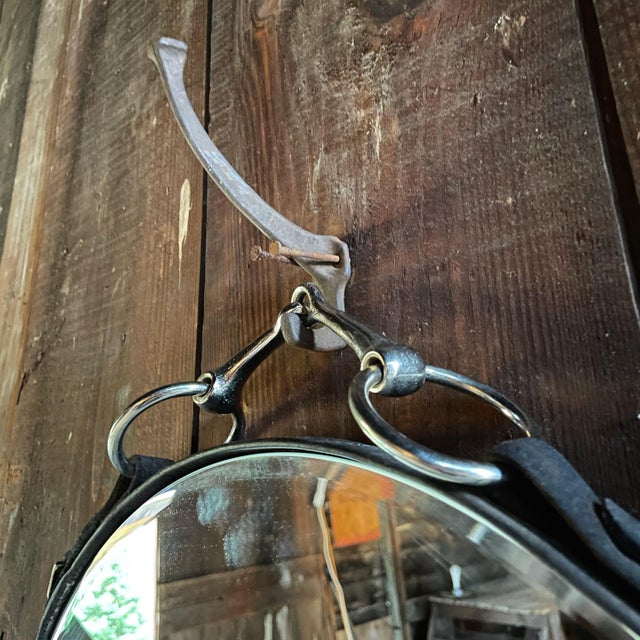 Round Mirror With a Leather Horse Bridle and Bit Trim Chairish