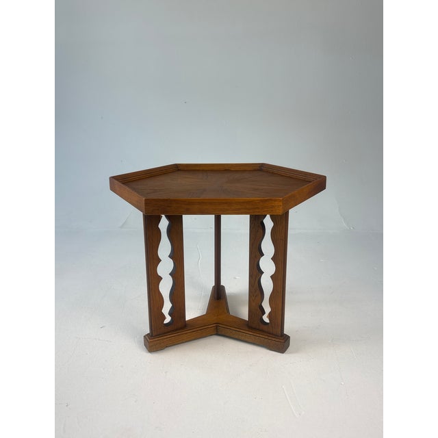 1960s 1960s Mid-Century Drexel "Esperanto" Pecan Hexagonal Side Tables - A Pair For Sale - Image 5 of 11