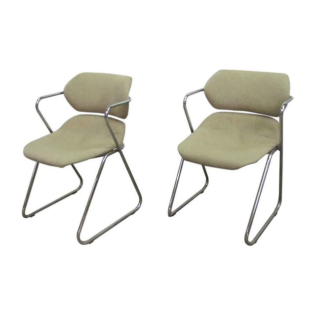 Acton Stacker by American Seating Tan and Chrome Mid Century Modern