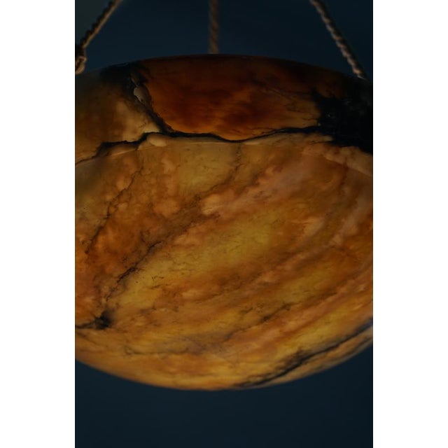 Vintage French Art Deco Rope and Alabaster Pendant Light, 1930s For Sale - Image 11 of 12