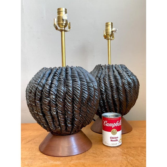 Vintage Custom Kass O’Brien Slab Built Ceramic Lamps - A Pair For Sale - Image 11 of 13