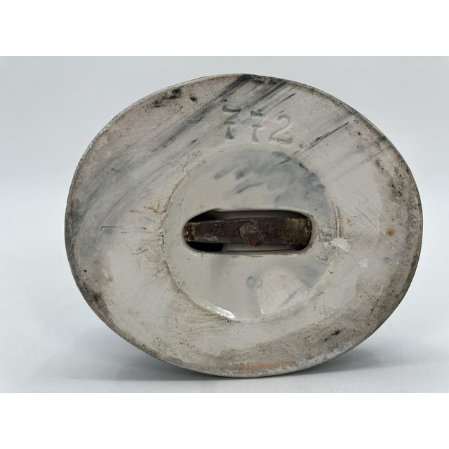 Art Deco Table Lamp with Glazed Ceramic Figure of Matrosine with a Star-Shaped Lamp Glass in Blue, Germany, 1930s For Sale - Image 18 of 18