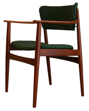 Danish Modern Teak Armchair with Green Wool Upholstery, 1960s