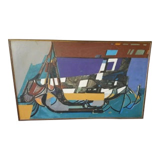 Large Mid Century Modern Abstract Expressionist Painting by Willy Mucha Well Listed For Sale
