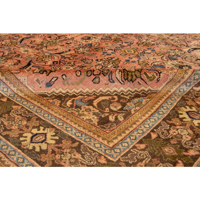 Pink 1930s Vintage Mahal Persian Wool Rug in Pink With Allover Design For Sale - Image 8 of 10