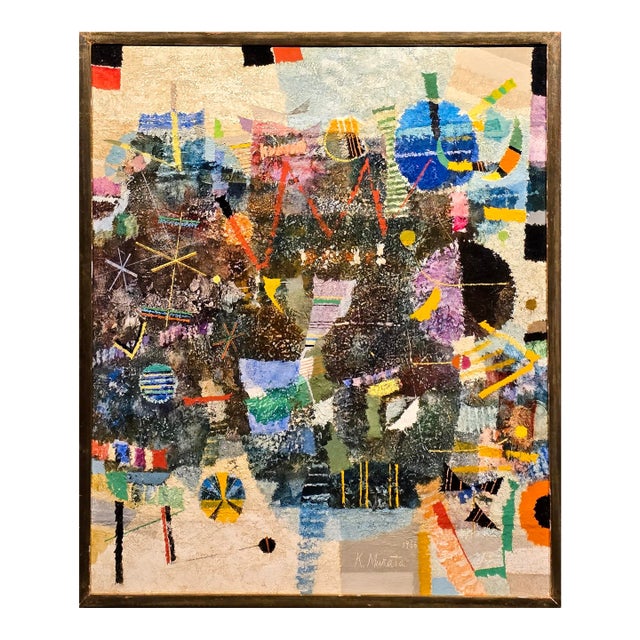 Kishio Murata - 1966 Abstract Cityscape - Original Oil Painting For Sale