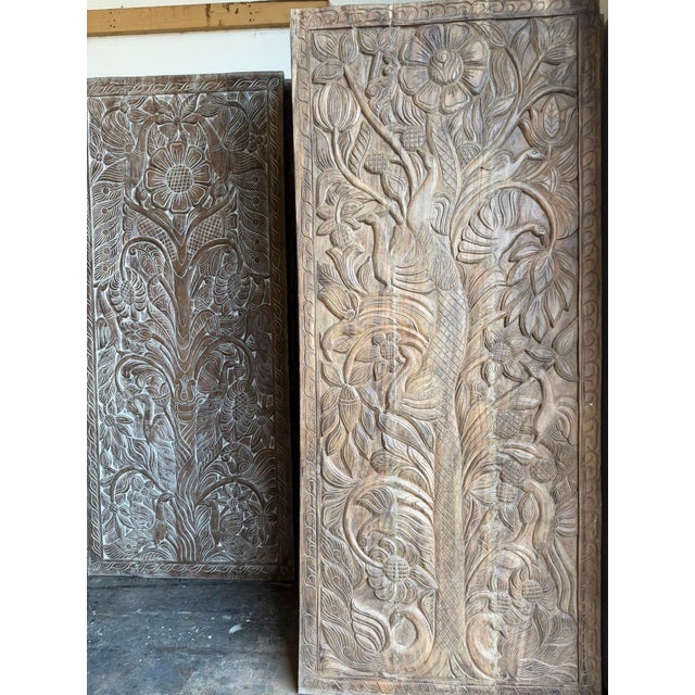 Mid-Century Modern Hand-Carved Wooden Tree of Life Wall Panel | Rustic Modern Organic Folk Art Sculpture 84x36 For Sale - Image 3 of 7