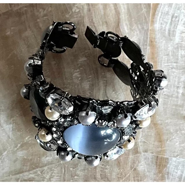 Vintage Erickson Beamon Smokey Gemstone Bracelet Cuff For Sale - Image 9 of 12