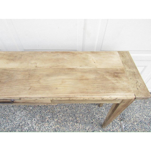 Antique French Bleached Oak Rustic Console Table For Sale - Image 10 of 18