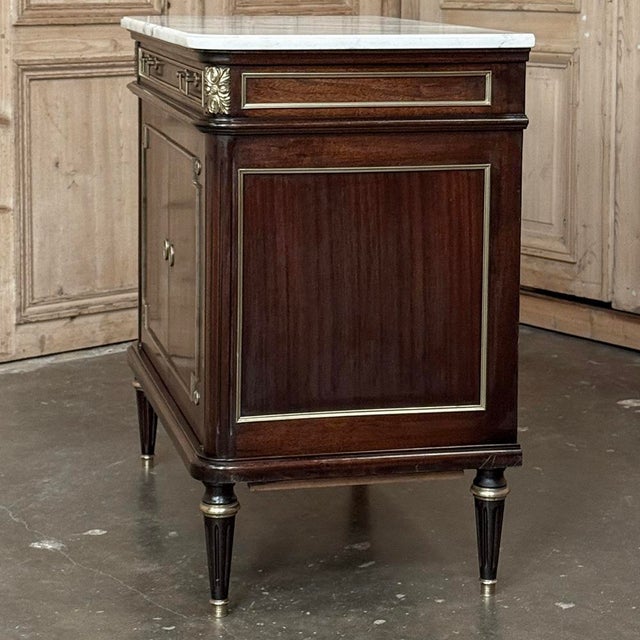 French Mahogany Louis XVI Style Two-Door Buffet With Carrara Marble Top For Sale - Image 12 of 18