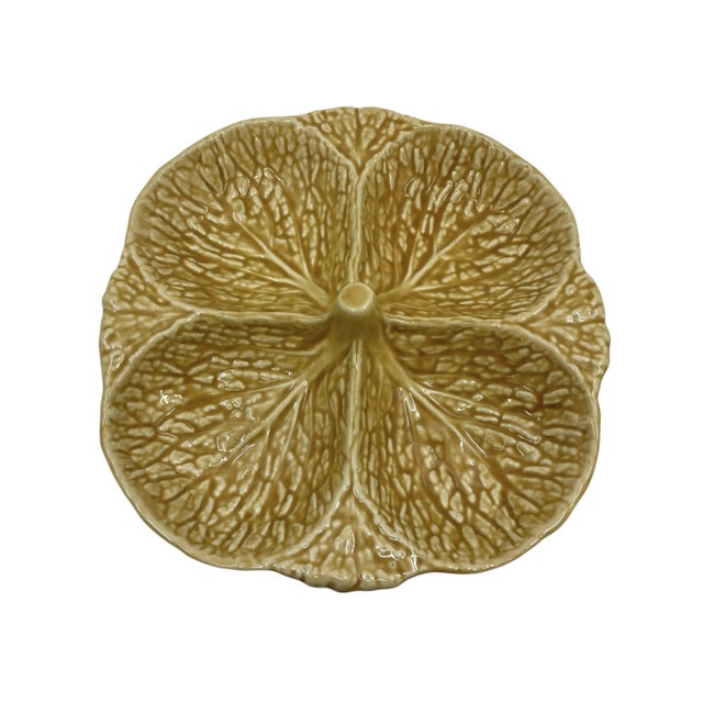 Mid-Century Modern Vintage Four Divided Ceramic Cabbage Serving Platter/ Tray For Sale - Image 3 of 8