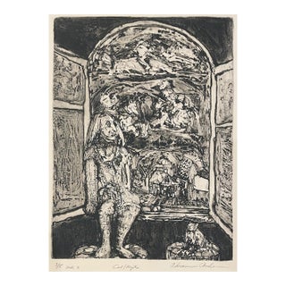 1973 Adrienne Anderson Cat Mystic Etching For Sale