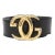Vintage Gucci Logo Wide Black Leather Belt With Gold Plated Gg's, 1980's For Sale