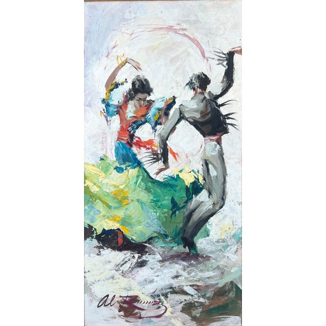 Vintage Original Painting of Flamenco Dancers by Alberto Ruiz Vela For Sale - Image 4 of 8