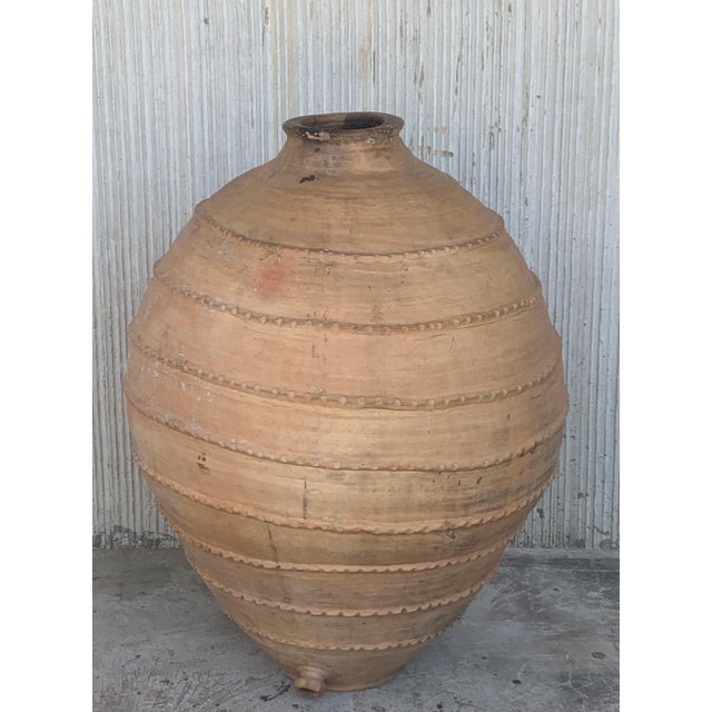 18th Century Large 41´ Terracotta Ribbed Vessel, Vase, Planter with Low Tap For Sale - Image 17 of 18