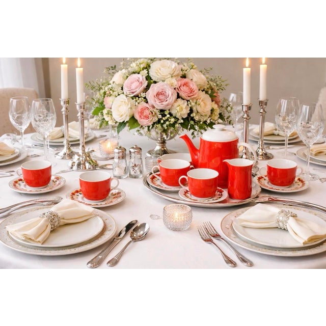 Orange English Royal Doulton Tea or Coffee Serving Set - 20 Pieces For Sale - Image 8 of 11