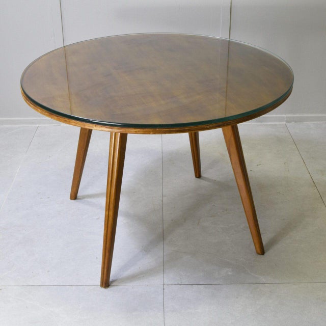 Brown Round Table in the style of Gio Ponti, 1960s For Sale - Image 8 of 8