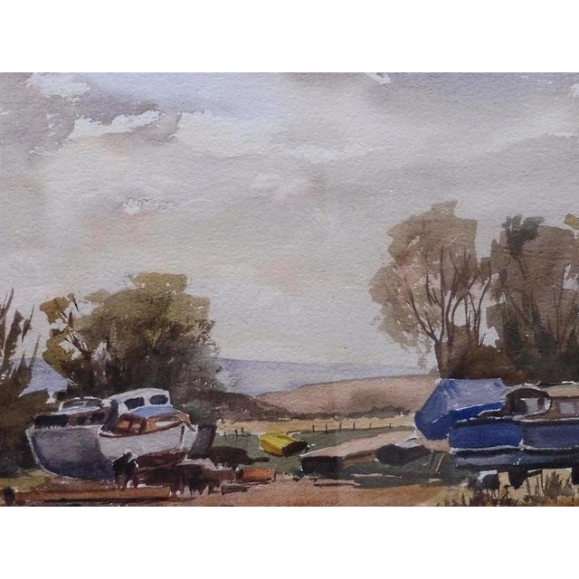 Ronald Birch, the Boat Yard at Low Tide, 1973, Watercolour Painting For Sale - Image 9 of 14