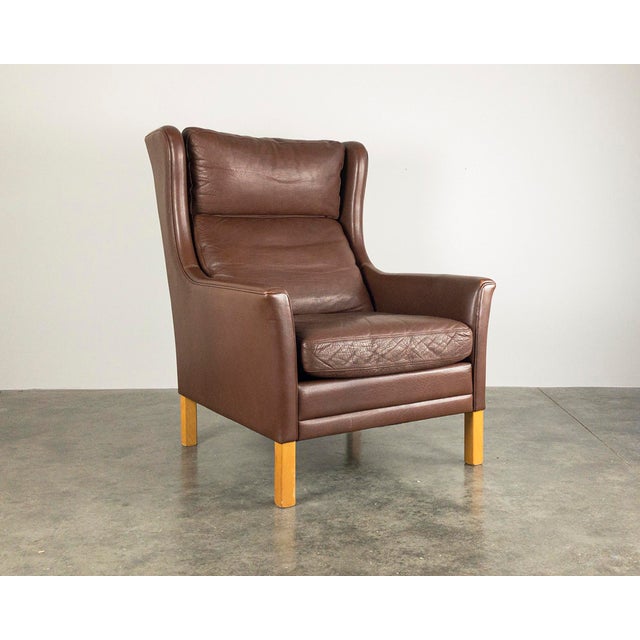 Borge Mogensen Style Danish Leather Wingback Lounge Chair Chairish
