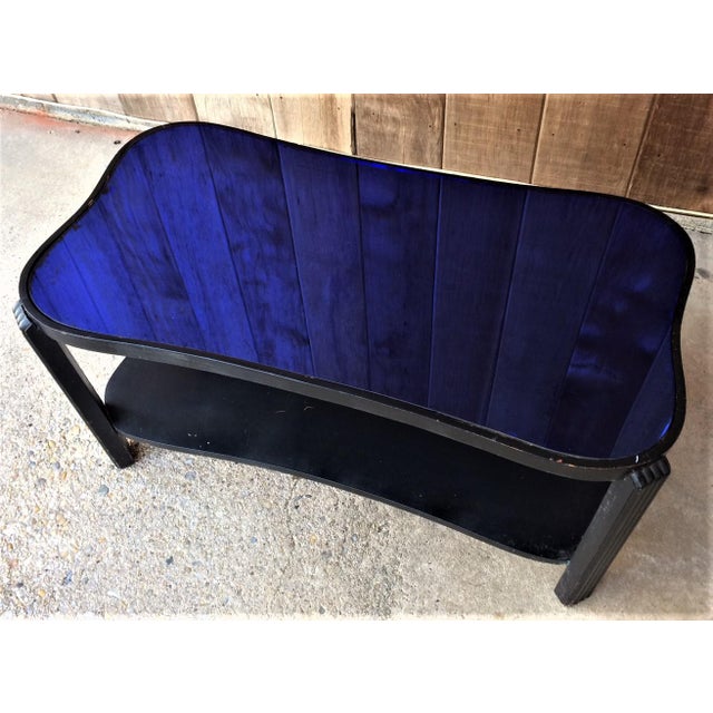 Art Deco Blue Glass Coffee Table Chairish