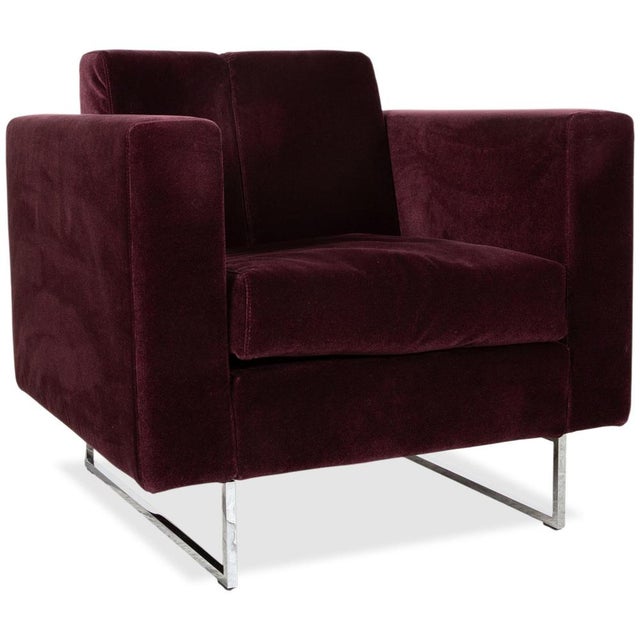 Embrace Set Armchair and Stool in Fabric Chrome Velour Velvet Purple Aubergine with Manual Function by Brühl, Set of 2 For Sale - Image 5 of 18