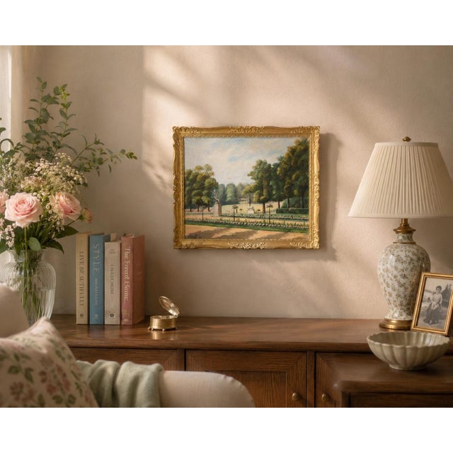 Antique park landscape oil painting – signed e. Robinef, 1935 a beautiful and highly decorative antique oil painting...