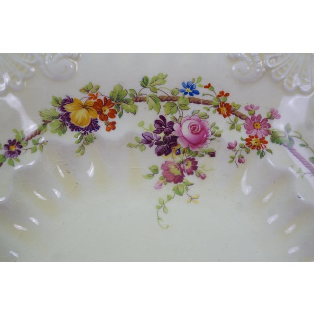 Antique Coalport Kings Ware Scalloped Floral Compote Dish Shallow Bowl 12" For Sale - Image 9 of 13