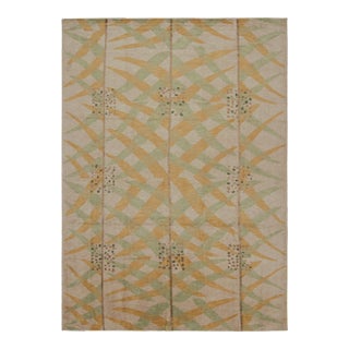 2010s Rug & Kilim’s Scandinavian Style Rug With Gold and Green Geometric Patterns For Sale