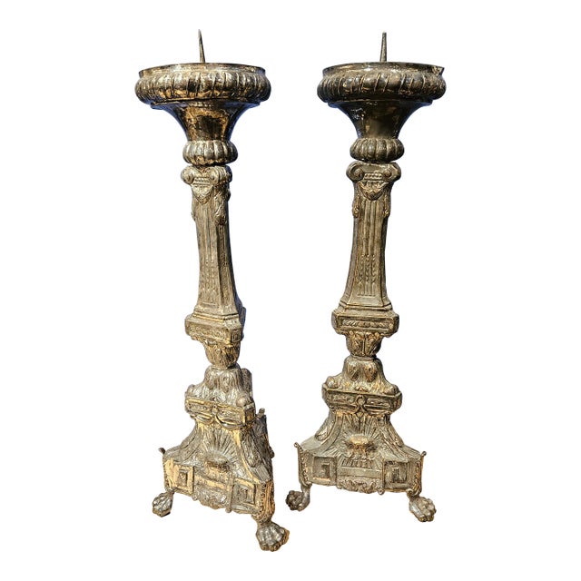 Antique Spanish Candlesticks- a Pair For Sale