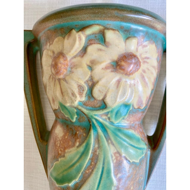 Roseville Pottery Vintage Arts & Crafts Roseville Dahlrose Wall Pocket Vase 368 For Sale - Image 4 of 8