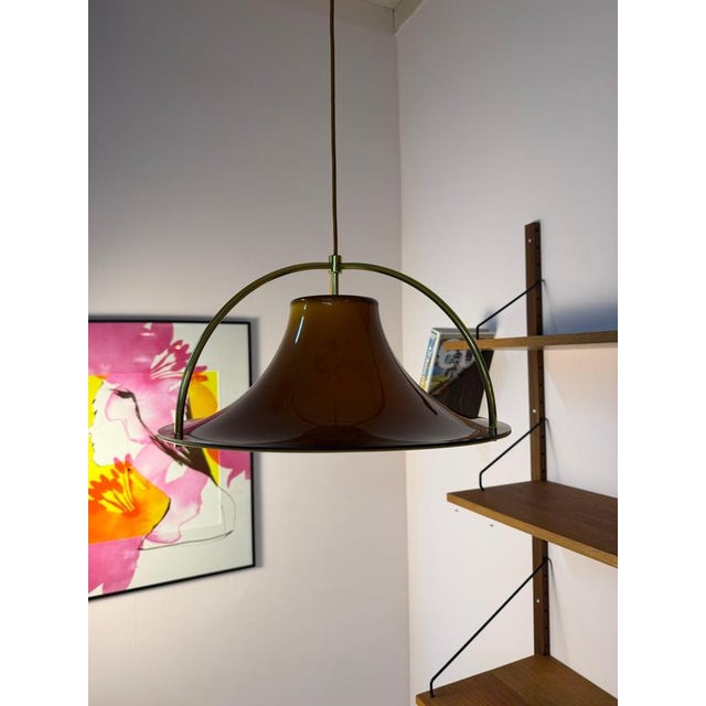 Brown and Orange Single Pendant Lamp by Jo Hammerborg for Fog & Mørup For Sale - Image 3 of 11