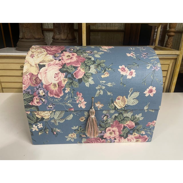 Victorian Vintage Fabric Covered Domed-Top Jewelry Box and Photo Frame For Sale - Image 3 of 15