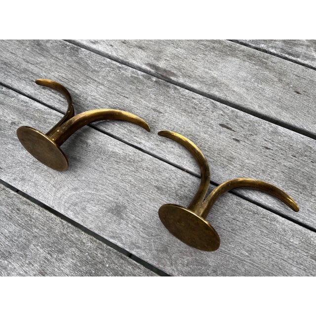 Mid-Century Modern Mid 20th Century Ivar Ålenius Björk for Ystad Metall Swedish Brass Candle Holders - A Pair For Sale - Image 3 of 8
