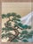 The product is a unique Japanese vintage Byobu 2 Panel Tabletop Screen featuring a beautiful Pine Tree Mountain design....