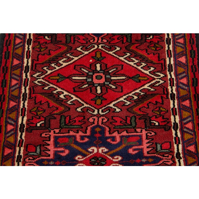 1960s Vintage Persian Heriz Runner - Hand-Knotted Wool Hallway Rug For Sale - Image 5 of 8