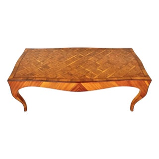 Italian Burlwood Parquetry Coffee Table With Satinwood Inlay For Sale