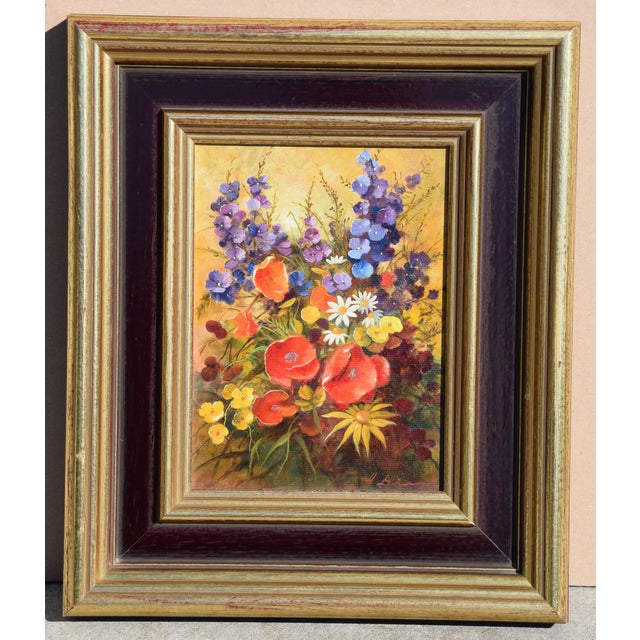 Hermann Dieste, Still Life with Wildflowers, 1980s, Oil Painting, Framed For Sale - Image 3 of 12