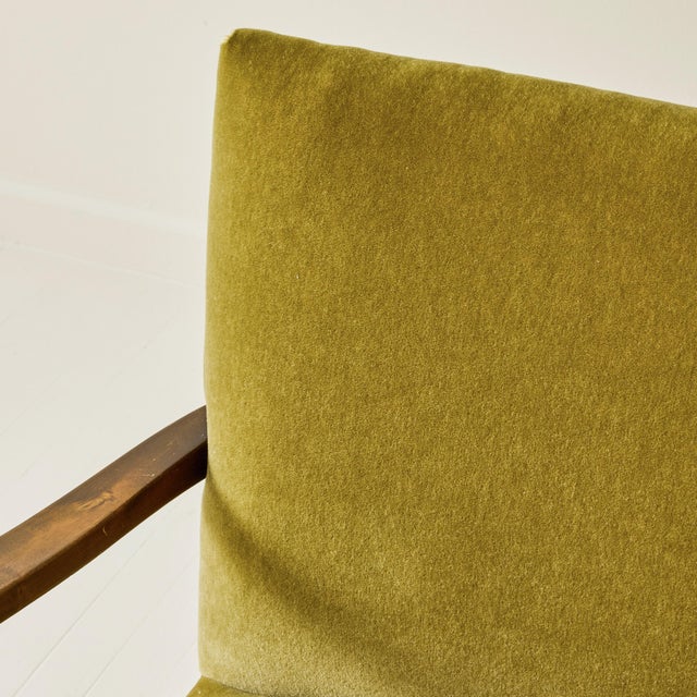 Olive Scandinavian Art Deco Walnut Chair With Mohair Upholstery, 1940's. For Sale - Image 8 of 10