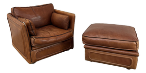 Set of Vintage Club Chair and Ottoman from Roche Bobois, 1980s