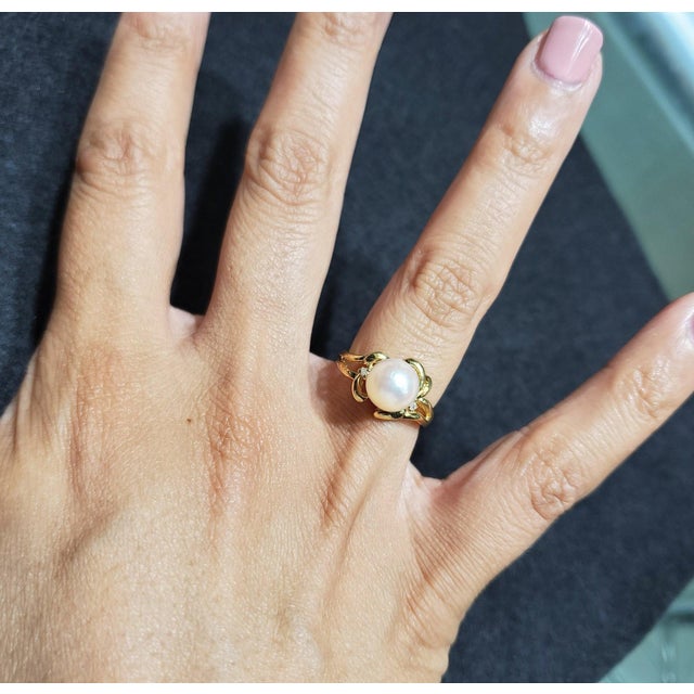 ♥ Product Summary ♥ Main Stone: Pearl & Diamond Band Material: 14k Yellow Gold Pearl Size: 8MM