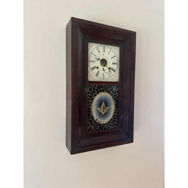 Antique American Mahogany Wall Clock, 1860s For Sale - Image 4 of 5
