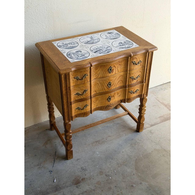 Mid-Century Modern Danish Oak Side Chest Attributed to Henning Kjærnulf - Vintage 1960s Scandinavian Cabinet With Drawers For Sale - Image 3 of 8