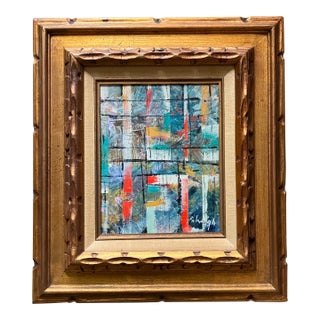 Contemporary Original Stephen Heigh Abstract Painting “I’m Bust Call Me Later” Chunky Vintage Frame For Sale