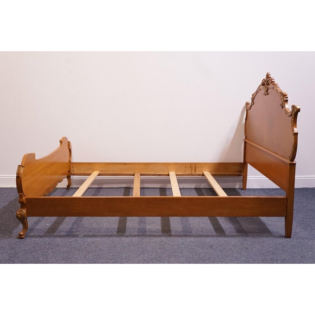 Vintage Antique Solid Maple French Provincial Rococo Revival Full Size Bed 11200 For Sale - Image 10 of 11