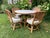 Caned Rattan Bentwood Swivel Chairs and Table Set of 5- Circa 1970s For Sale - Image 12 of 15