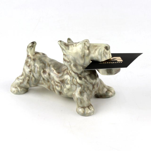 Faience Scotch Terrier Figurine from Kuznetsov Factory For Sale - Image 3 of 7