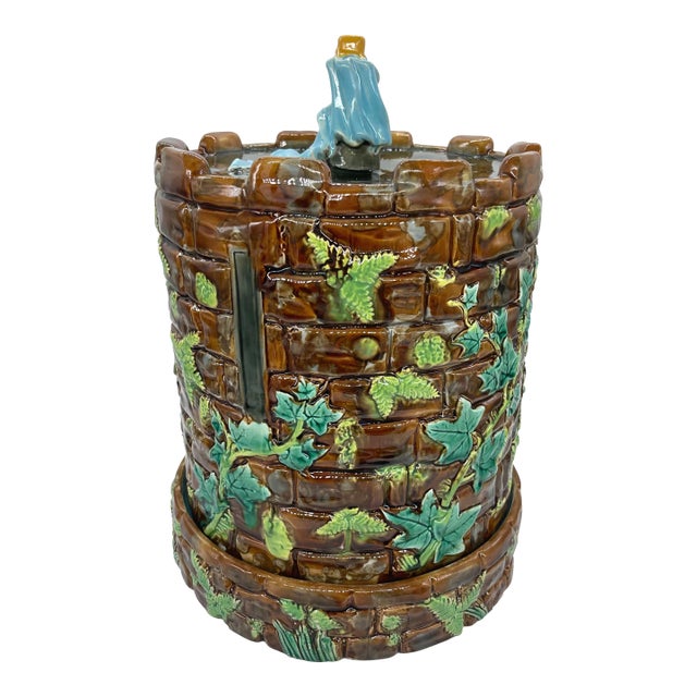 George Jones Majolica 'Tower Stilton' Dish Cheese-Keeper, English, Ca. 1876 For Sale